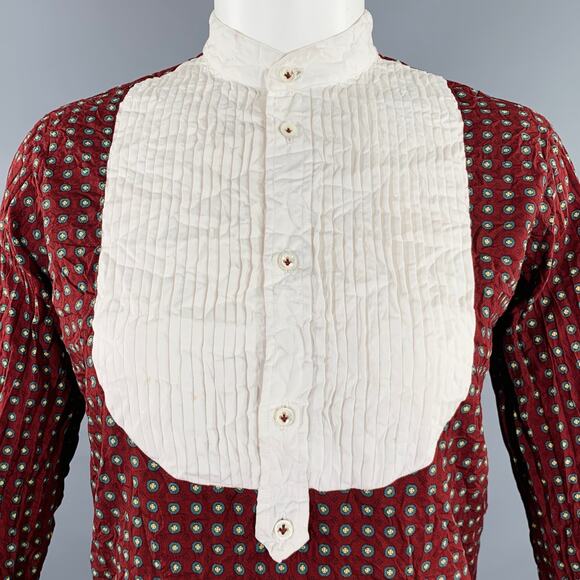 JUNYA WATANABE Size S Burgundy White Polyester Dots 3/4 Sleeves Midi Dress - Picture 2 of 10